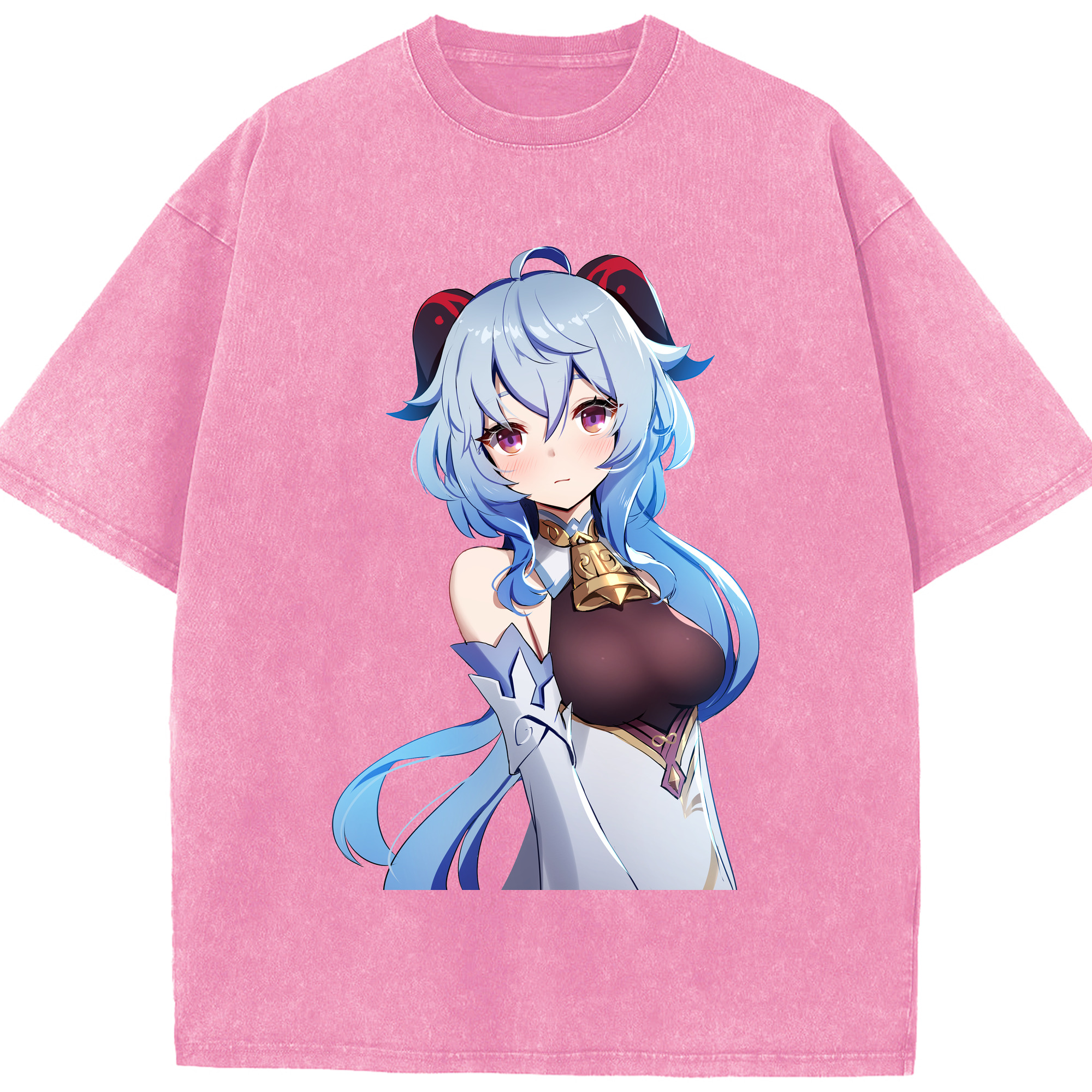 げんし神 甘雨 かんう genshin Ganyu 綿100% ヴィンテージ風 半袖Tシャツ（フロントプリント）